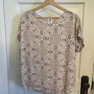Patterned Cream and Brown Women's Top